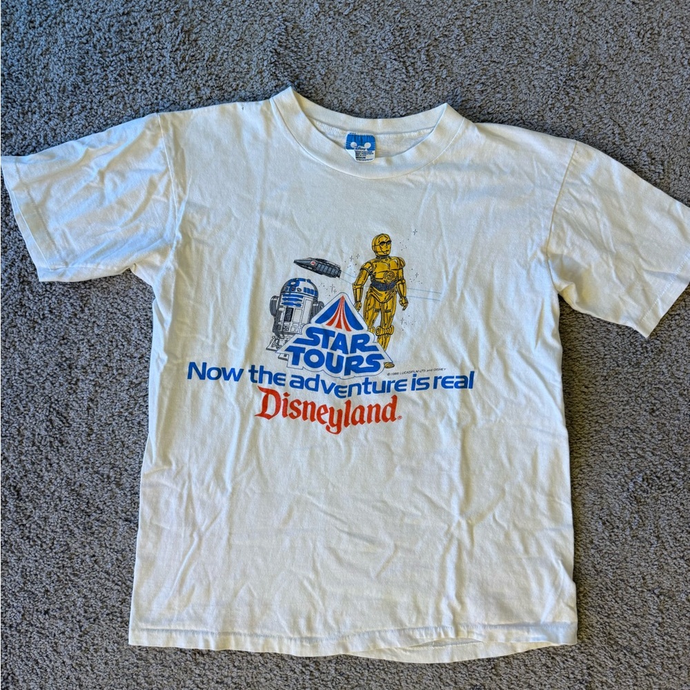 Vintage 1986 Star Tours Disneyland Star Wars Single Stitch R2-D2 C-3PO